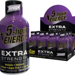 5 hour energy liquid shot extra strength in grape flavor individual and 12 count display