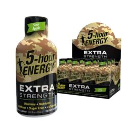 5 hour energy liquid shot extra strength in sour apple flavor individual and 12 count display