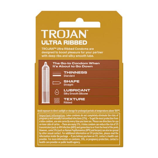 Trojan Ultra Ribbed 3ct Condoms