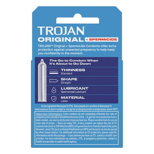 Trojan Spermicide Original 3ct Condoms