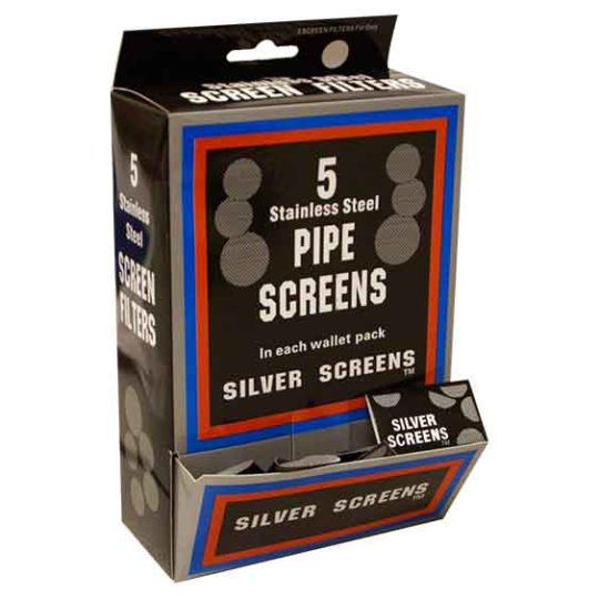 Silver Pipe Screens dispenser with 5 count packets.