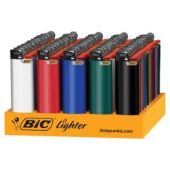 BIC Lighters in a variety of colors in a display tray.