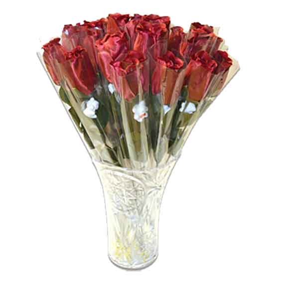 Silk Artificial Red Roses With Bear And Vase Cb Distributors Inc