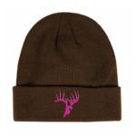 Brown Winter Stocking Hat with Pink Skullz Logo