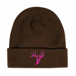 Brown Winter Stocking Hat with Pink Skullz Logo Wholesale