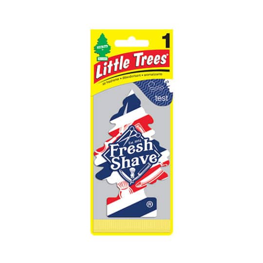 Fresh Shave Little Trees air freshener notes shaving cream, leather, talcum powder, and musk.