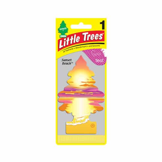 Sunset beach single Little Trees air fresheners delivers a hint of of neroli, musk, and white florals.