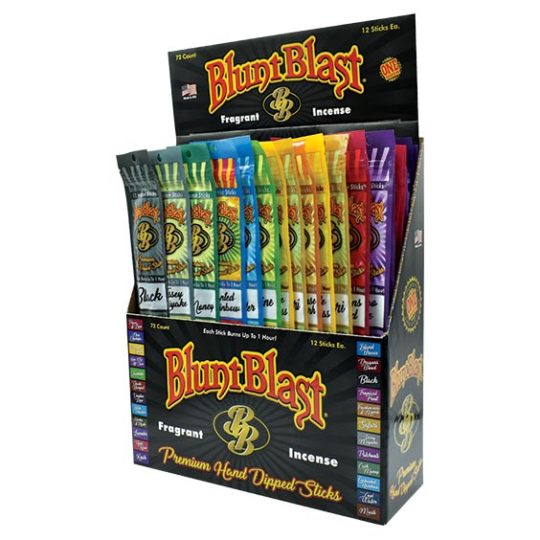 Blunt Blast Jumbo Incense sticks display in variety of scents.
