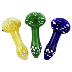 Three glass pipes with polka dots