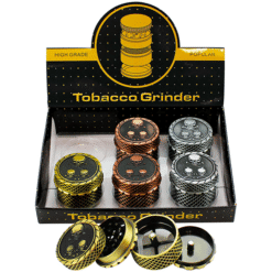 Skull lid grinder display in assorted colors