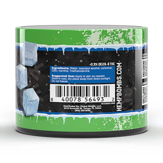 Hemp Bombs 100mg CBD Cool Freeze Rub 1oz Jars side view