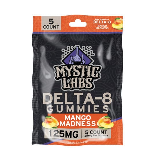 Mystic Labs Delta-8 125mg Mango Madness Gummies 5ct Packs