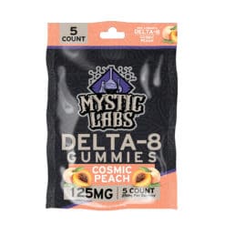 Mystic Labs Delta-8 125mg Cosmic Peach Gummies 5ct Packs