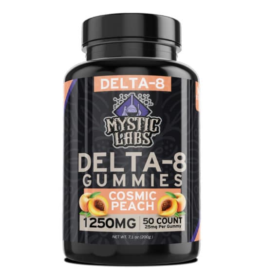 Mystic Labs Delta-8 1250mg Cosmic Peach Gummies 50ct Bottles
