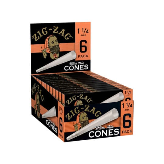 Zig Zag 1 1/4 Size Ultra Thin Paper Cones 6-Pack Wholesale
