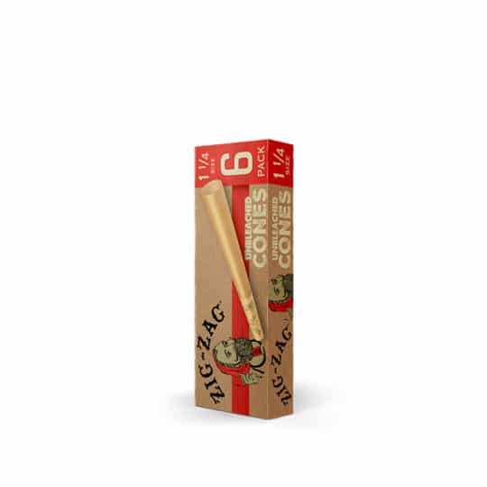 Zig Zag 1 1/4 Size Unbleached Paper Cones 6-Pack single box verticasl