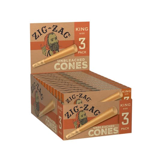 Zig Zag King Size Unbleached Paper Cones 3-Pack Wholesale