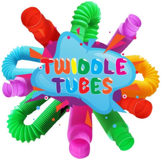 Twiddle Tubes Sensory Toy in multiple bright colors. Bendable fidget toy.