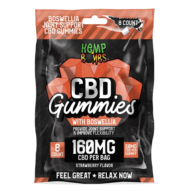Hemp Bomb 160mg Boswellia Strawberry CBD Gummies CB Distributors