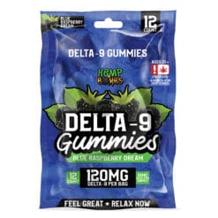 Hemp Bombs 120mg Blue Raspberry Dream Delta 9 Gummies 12ct