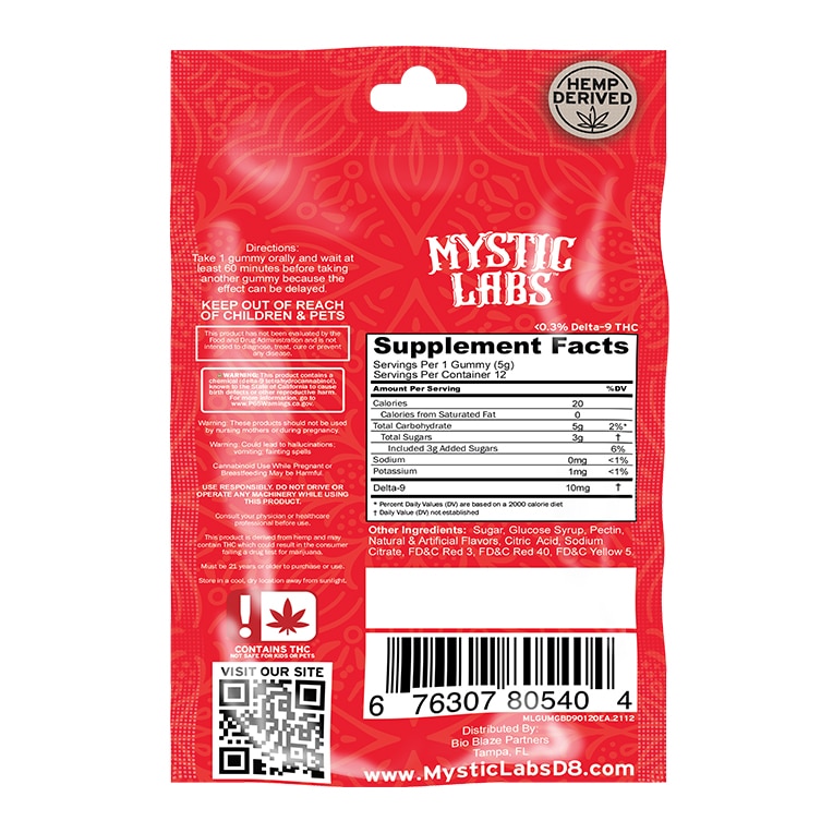Mystic Labs 120mg Delta 9 Goji Berry Gummies 12 Pack Wholesale
