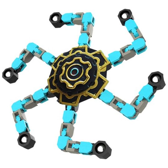 Fidget Robochain Spinner Toy. Comes in 3 colors light blue, red, and yellow.