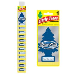 Little Trees New Car Scent single air fresheners on a 24 count strip.