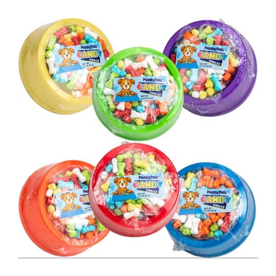 PuppyPalz Kibble Bowl Candy showing 6 color options.