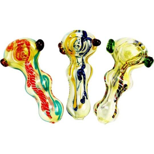 GLASS PIPES 3" FUMING/LINES/DOTS 12/DSP 1/CS