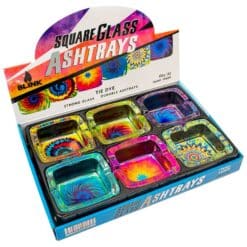 TIE DYE SQUARE GLASS ASHTRAY 6/DSP 8/CS