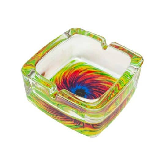 TIE DYE SQUARE GLASS ASHTRAY 6/DSP 8/CS