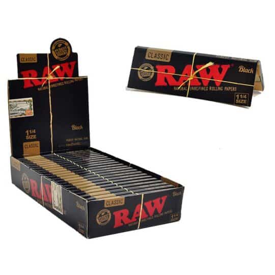 RAW CLASSIC BLACK 1.25 THIN ROLLING PAPERS 24/DSP 42/CS