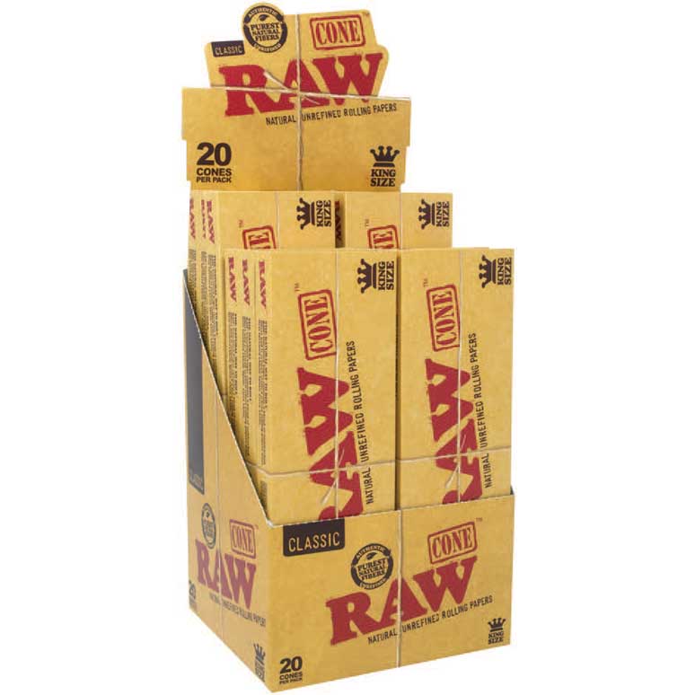30-434CL-K–RAW-CLASSIC-CONE—KINGSIZE-20ct-DISPLAY