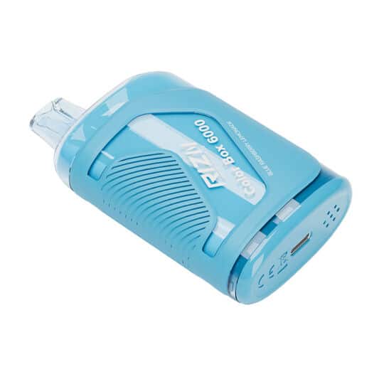 COLOR BOX BLUE RASP LEMONADE VAPING DEVICE one vape laying down