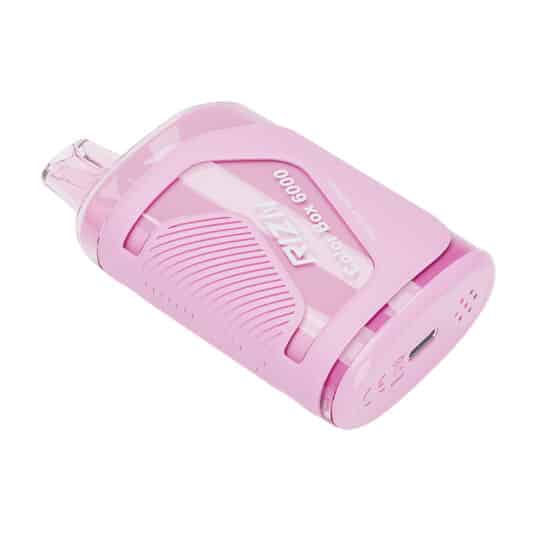 COLOR BOX Peach Blue Raspberry Vaping Device one vape laying down.