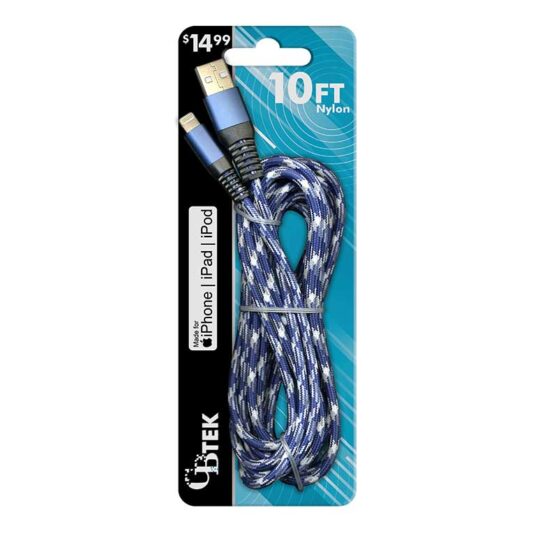 CBTEK IPHONE MFI 10FT CAMO NYLON $14.99 CABLES 5/DSP 20/CS