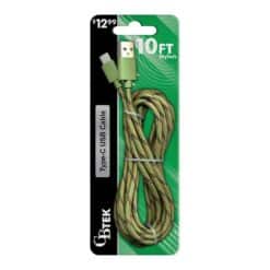 CBTEK TYPE-C 10FT CAMO NYLON $12.99 CABLES 5/DSP 20/CS