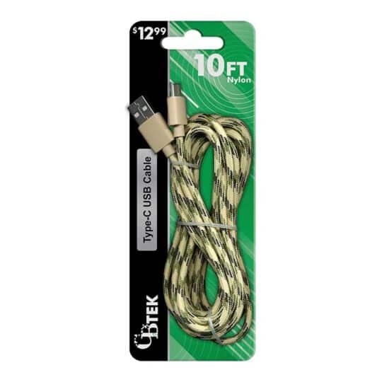 CBTEK TYPE-C 10FT CAMO NYLON $12.99 CABLES 5/DSP 20/CS