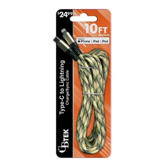 CBTEK IPHONE TYPE-C CAMO NYLON $24.99 CABLES 5/DSP 20/CS