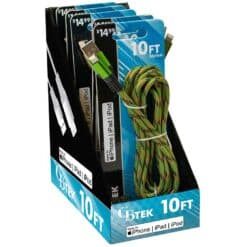 CBTEK IPHONE MFI 10FT CAMO NYLON $14.99 CABLES 5/DSP 20/CS