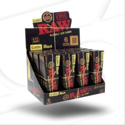 RAW BLACK 1.25 PRE-ROLL CONES 6PK Display