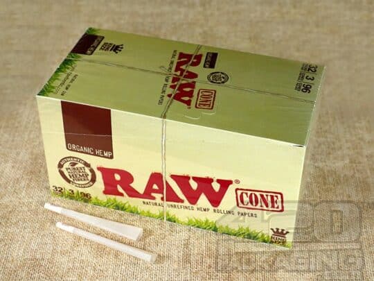 RAW ORGANIC HEMP KING PRE-ROLL CONES 3PK display sideview