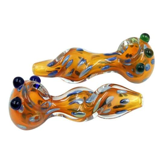 GLASS PIPES 4" GOLD TWISTED W/DOTS