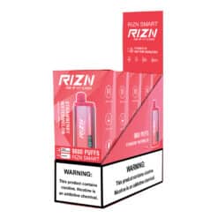 RIZN Smart 9000 Vaping Device display containing 5 individual boxes of Strawberry Watermelon flavor.