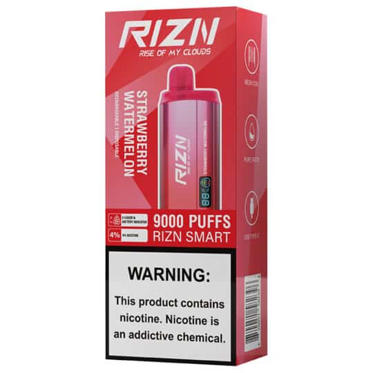 RIZN Smart 9000 Vaping Device individual box of Strawberry Watermelon flavor.