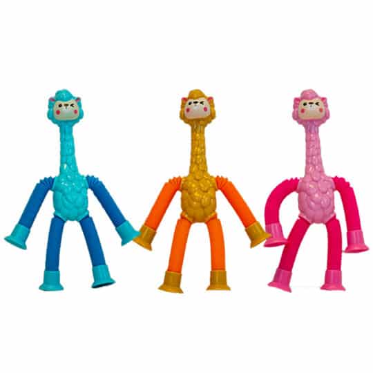 Animals Bend Light Up & Suction Llama in 3 colors blue, orange and pink.