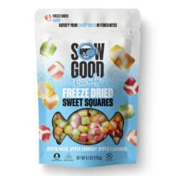 Sweet Squares Freeze Dried Candy front of 4.2oz resealable bag.