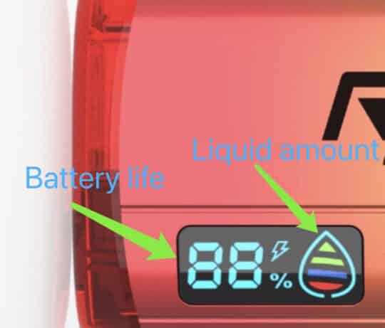 RIZN Smart 9000 Vaping Device LED Battery Life and Liquid Level Indicator.