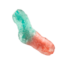 blue red sour worm up close