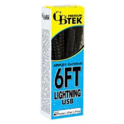 CBTEK Lightning to USB 6ft Charging Cables in Black Nylon